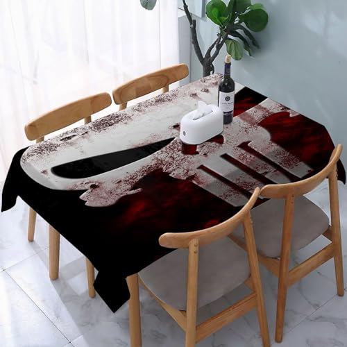 YOIUE Tischdecke Rechteckig Abwaschbar,Rot-weißer wütender Totenkopf im Neo-Thrash-Stil - 3D-Illustration,Table Cloth für Küche,Esstisch,Couchtisch,Parteien,Abendessen137 x 183 cm von YOIUE