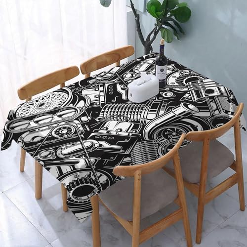 YOIUE Tischdecke Rechteckig Abwaschbar,Turbo Pattern Automotive Auto Parts Monochrome Technologie, die Kfz-Mechaniker antreib,Table Cloth für Küche,Esstisch,Couchtisch,Parteien,Abendessen137 x 183 cm von YOIUE