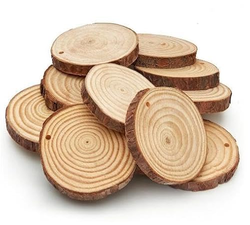 20 große, unlackierte Holzscheiben für Tafelaufsätze, Holz-Mittelstücke für Tische, runde Holzscheiben mit Baumrinde für Feiertagsdekorationen, rustikale Hochzeit (6,1–7,1 cm) von YOIYINI