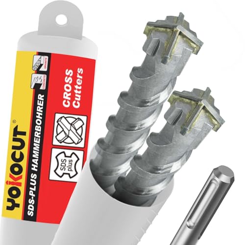 SDS Plus Bohrer 10x160 mm 2 Stück, Hammerbohrer 4X Schneiden, Steinbohrer Stahlbeton Mauerwerk Ziegel Kalksandstein, Betonbohrer, Ideal zum Bohren in Stein, Beton, Naturstein, Ziegelmauer SDS Plus Bohrer 10x160 mm 2 Stück, Hammerbohrer 4X Schneiden, Steinbohrer Stahlbeton Mauerwerk Ziegel Kalksandstein, Betonbohrer, Ideal zum Bohren in Stein, Beton, Naturstein, Ziegelmauer von YOKOCUT