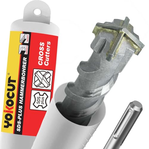 SDS Plus Bohrer 10x460 mm, Hammerbohrer 4X Schneiden, Steinbohrer Stahlbeton Mauerwerk Ziegel Kalksandstein, Betonbohrer, Ideal zum Bohren in Stein, Beton, Naturstein, Ziegelmauer SDS Plus Bohrer 10x460 mm, Hammerbohrer 4X Schneiden, Steinbohrer Stahlbeton Mauerwerk Ziegel Kalksandstein, Betonbohrer, Ideal zum Bohren in Stein, Beton, Naturstein, Ziegelmauer von YOKOCUT