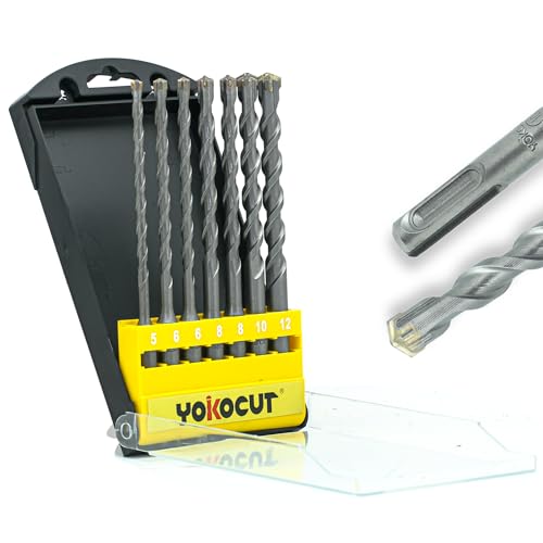 SDS Plus Hammerbohrer Set 7tlg. 4X Schneiden, Steinbohrer Stahlbeton Mauerwerk Ziegel Kalksandstein, Betonbohrer, Ideal zum Bohren in Stein, Beton, Naturstein, Ziegelmauer, Ø 5-12mm x 160mm SDS Plus Hammerbohrer Set 7tlg. 4X Schneiden, Steinbohrer Stahlbeton Mauerwerk Ziegel Kalksandstein, Betonbohrer, Ideal zum Bohren in Stein, Beton, Naturstein, Ziegelmauer, Ø 5-12mm x 160mm von YOKOCUT