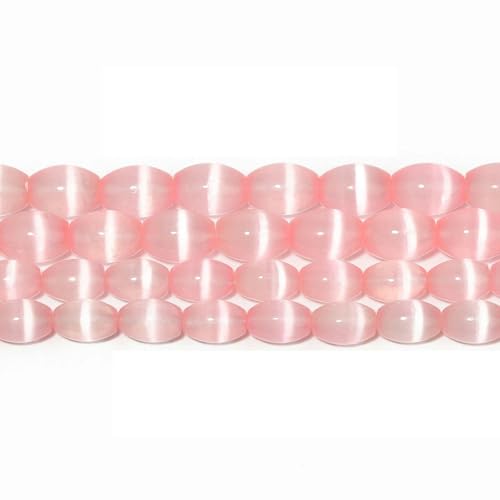 10/12 mm natürliche mehrfarbige Gips-Selenit-Steinperlen, Katzenauge-Edelstein, runde Perlen zur Schmuckherstellung, DIY-Armband, Großhandel, Rosa, 12 x 8 mm, ca. 32 Stück von YOLNEY