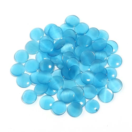 10–30 Stück/Los 6–14,0 mm Naturstein-Katzenaugen-Cabochon-Perlen, runde Abstandsperlen zur Schmuckherstellung, zum Finden von DIY-Zubehör, blau, 10 mm, 20 Stück von YOLNEY