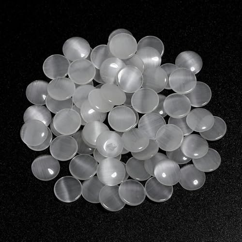 10–30 Stück/Los 6–14,0 mm Naturstein-Katzenaugen-Cabochon-Perlen, runde Abstandsperlen zur Schmuckherstellung, zum Finden von DIY-Zubehör, weiß, 6 mm, 30 Stück von YOLNEY