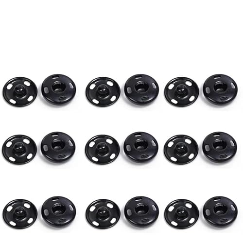 10–50 Sets Aufnäh-Druckknöpfe Metall-Druckknöpfe Druckknöpfe zum Aufnähen, 10 mm und 21 mm, Schwarz, Silber und Gold-Schwarz, 18 mm, 10er Set von YOLNEY