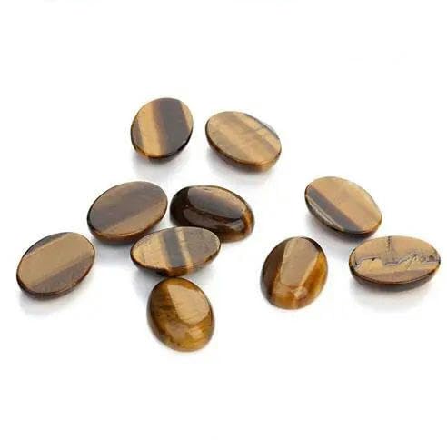 10 Stück/Los Flache Rückseite Gelbe Tigerauge-Perlen 10x14,0mm/13x18mm/18x25mm Naturstein Oval Cabochon für DIY Schmuckzubehör F5004-10x14,0mm von YOLNEY