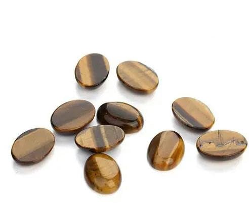 10 Stück/Los Flache Rückseite Gelbe Tigerauge-Perlen 10x14,0mm/13x18mm/18x25mm Naturstein Oval Cabochon für DIY Schmuckzubehör F5004-18x25mm von YOLNEY