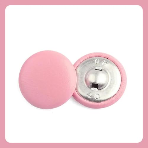 10 Stück Lederknöpfe für Kleidung, DIY-Herstellungsmaterialien, schwarz, rund, weich umwickelt, Druckknöpfe für Stoffnähzubehör-Rosa-18MM von YOLNEY