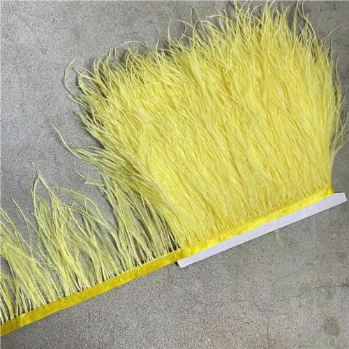 10 Yards 10–15 cm/4–6 Zoll breites Straußenfederband mit Fransenbesatz für Kostümdekoration, Nähhandwerk-gelb-10 Yards von YOLNEY