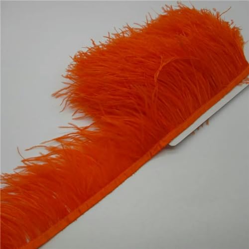 10 Yards Straußenfederband Fransenbesatz Nähen Basteln Kostümdekoration 3–4 Zoll 8–10 cm breit Großhandel-Orange-10 Yards von YOLNEY