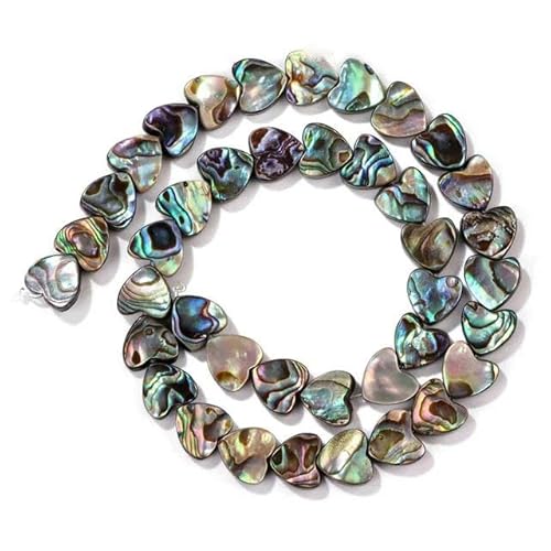 10 mm flache Perlen im Herz-Design, natürliche Abalone-Muschelperlen zur Schmuckherstellung, DIY-Ohrringe, Armbänder, Halskettenzubehör, vertikales Loch, 3 Stück von YOLNEY