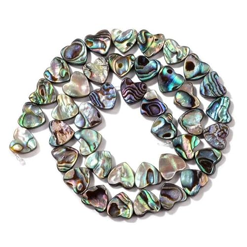 10 mm flache Perlen im Herz-Design, natürliche Abalone-Muschelperlen zur Schmuckherstellung, DIY-Ohrringe, Armband, Halskettenzubehör, horizontales Loch, eine Schnur von YOLNEY