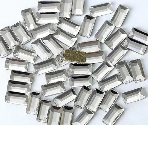 100 Stück Mix weiße klare Nagel-Strasssteine mit flacher Rückseite, Kristall-Diamant-Edelsteine, 3D-Glitzer-Nagelkunst-Dekorationen-Set21-100 Stück von YOLNEY