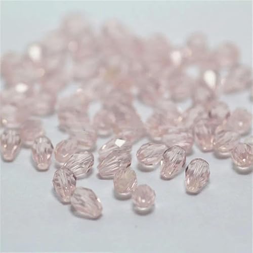 100 Stück rote, bunte facettierte Tropfenperlen, österreichische Kristallperlen, Glasperlen, lose Abstandsperlen für Heimwerker, 3 x 5 mm, rosa von YOLNEY