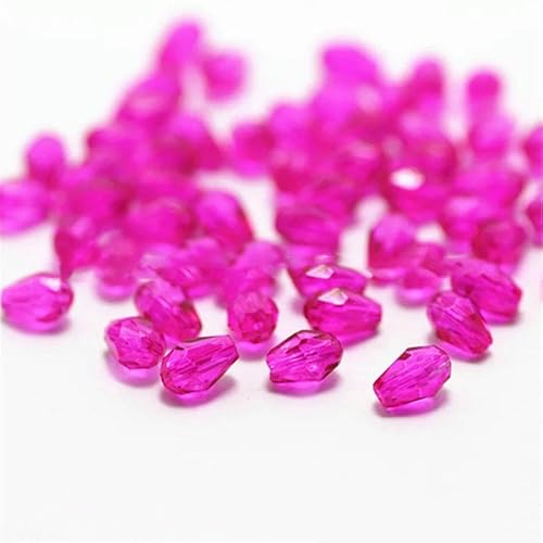 100 Stück rote, bunte facettierte Tropfenperlen, österreichische Kristallperlen, Glasperlen, lose Abstandsperlen für Heimwerker, 3 x 5 mm, rose von YOLNEY