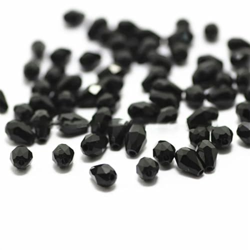 100 Stück rote, bunte facettierte Tropfenperlen, österreichische Kristallperlen, Glasperlen, lose Abstandsperlen für Heimwerker, 3 x 5 mm, schwarz von YOLNEY