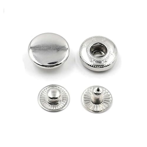 12 Sets - 12 Sets Silber - 10 mm Metall-Druckknöpfe zum Nähen von Leder, Kleidersäcken, Schuhen, Basteln, 10 mm, 12 mm, 15 mm von YOLNEY