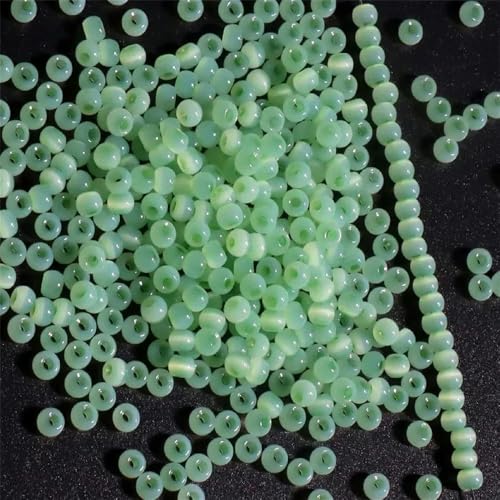 130 Stück 4,0 mm Katzenaugenperlen 6/0 glatte Jade-Imitat-Glasperlen zur Herstellung von DIY-Schmuck, Charm-Armband, Halskettenzubehör-Fruchtgrün28-4,0 mm 260 Stück von YOLNEY