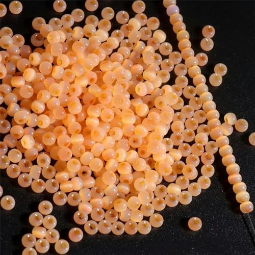 130 Stück 4,0 mm Katzenaugenperlen 6/0 glatte Jade-Imitat-Glasperlen zur Herstellung von DIY-Schmuck, Charm-Armband, Halskettenzubehör-Orange13-4,0 mm 130 Stück von YOLNEY