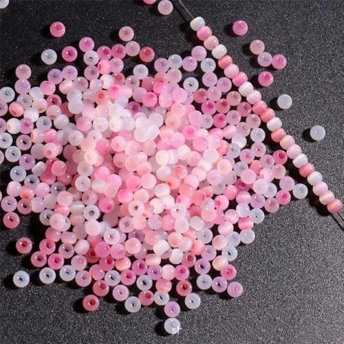 130 Stück 4,0 mm Katzenaugenperlen 6/0 glatte Jadeimitat-Glasperlen zur Herstellung von DIY-Schmuck, Bettelarmbänder, Halskettenzubehör, gemischtes Rosa 4 – 4,0 mm, 130 Stück von YOLNEY