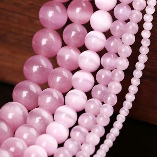 15" Strang 4–14,0 mm Katzenauge Naturstein Kristallperle Glatte runde Perle Für Armbänder Handgefertigte DIY Schmuckkomponentenherstellung-Rosa-8 mm 48 Stück von YOLNEY