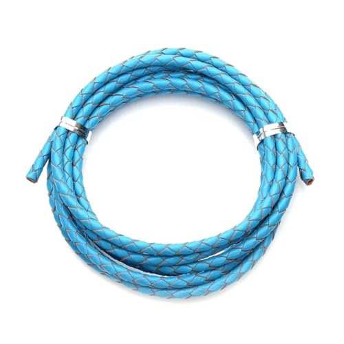 2,0 m/Los Durchmesser 3,0 mm 4,0 mm geflochtenes Lederband, rundes Lederseil, Faden für DIY-Halsketten, Armbänder, Schmuckherstellung, blau, 3,0 mm von YOLNEY