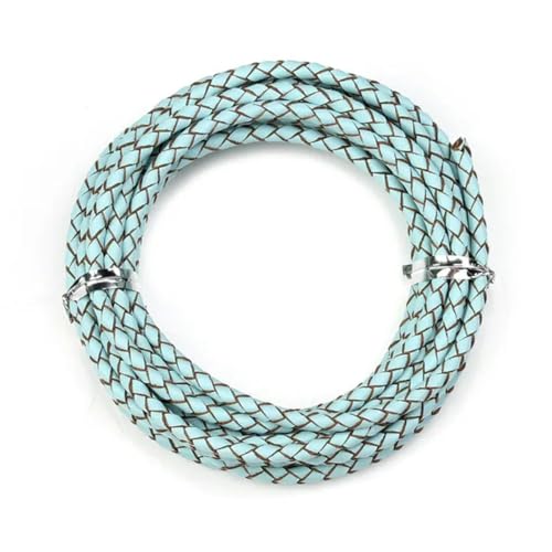 2,0 m/Los Durchmesser 3,0 mm 4,0 mm geflochtenes Lederband, rundes Lederseil, Faden für DIY-Halsketten, Armbänder, Schmuckherstellung, hellblau, 3,0 mm von YOLNEY