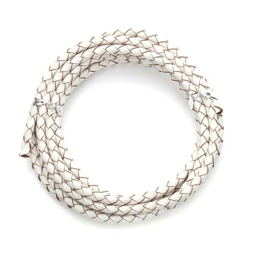 2,0 m/Los Durchmesser 3,0 mm 4,0 mm geflochtenes Lederband, rundes Lederseil, Faden für DIY-Halsketten, Armbänder, Schmuckherstellung, weiß, 3,0 mm von YOLNEY