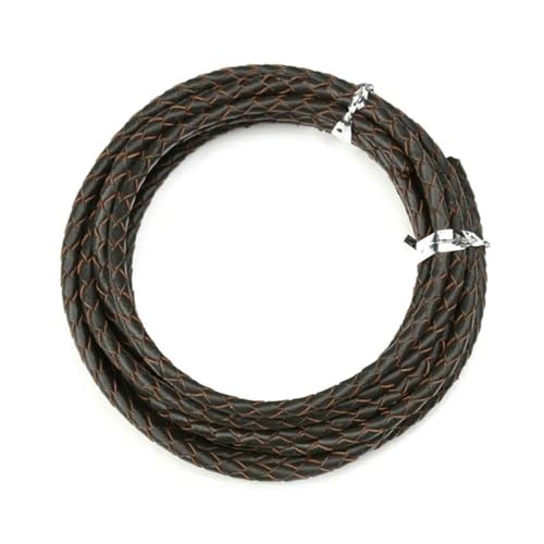 2,0 m/Los Durchmesser 3,0 mm 4,0 mm geflochtenes Lederband, rundes Lederseil, Faden für die Herstellung von DIY-Halsketten, Armbändern und Schmuck, Gary, 6 mm von YOLNEY