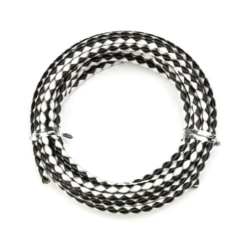 2,0 m/Los Durchmesser 3,0 mm 4,0 mm geflochtenes Lederband, rundes Lederseil, Faden für die Herstellung von DIY-Halsketten, Armbändern und Schmuck, Schwarz/Weiß, 6 mm von YOLNEY