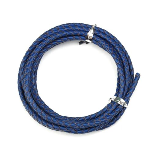 2,0 m/Los Durchmesser 3,0 mm 4,0 mm geflochtenes Lederband, rundes Lederseil, Faden für die Herstellung von DIY-Halsketten, Armbändern und Schmuck, dunkelblau, 3,0 mm von YOLNEY