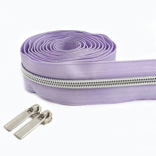 2 3 4 5Meter 5#-ZN419-194-Silber-3,0 m Reißverschluss 3 Stück Schieber Nylon-Reißverschlüsse Bandspule Reißverschlusstaschen Reparatursets für Kleidungsstücke Nähzubehör von YOLNEY
