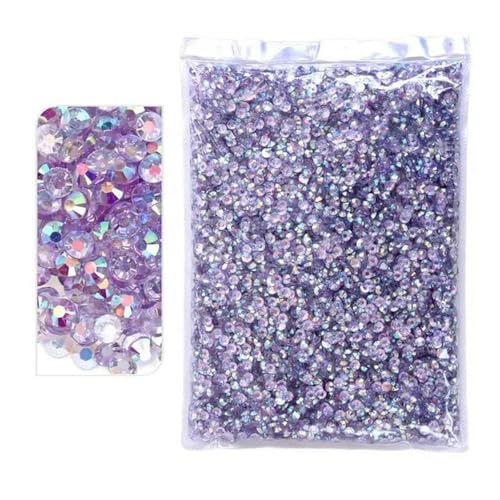 2–6 mm Harz-Strasssteine, nicht heiß fixierbar, Großhandel, AB, flache Rückseite, Kristalle, Nägel, DIY-Stein, TB-Lt.Amethyst AB-Mix, Größe 3–5 mm, 20.000 Stück von YOLNEY