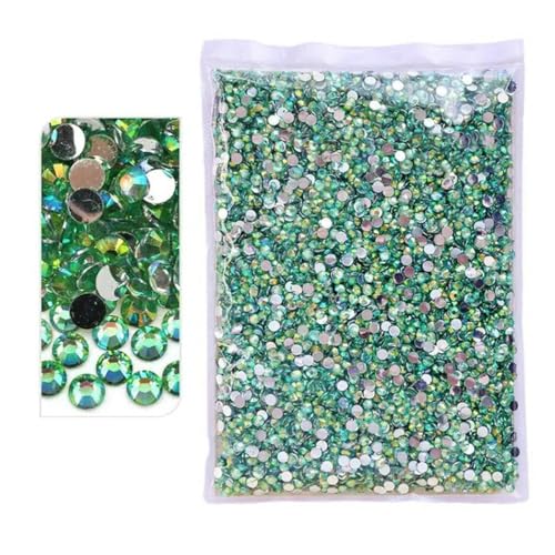 2–6 mm Harz-Strasssteine ohne Hotfix, Großhandel, AB, flache Rückseite, Kristalle, Nagel, DIY, Stein-SB-Peridot AB-5 mm SS20-10.000 Stück von YOLNEY