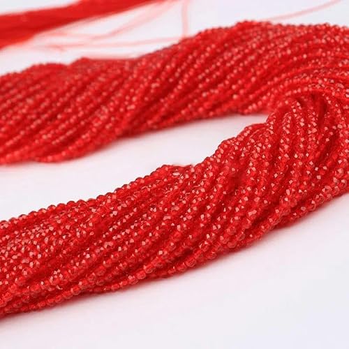 2 mm Glasperlen für Handarbeiten, runde facettierte Kristallperlen zum Selbermachen von Schmuck, 16.Rot, 10 Stränge (1900 Stück) von YOLNEY