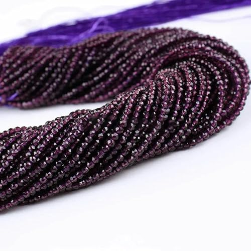 2 mm Glasperlen für Handarbeiten, runde facettierte Kristallperlen zum Selbermachen von Schmuck, 25.Amethyst, 5 Stränge (950 Stück) von YOLNEY