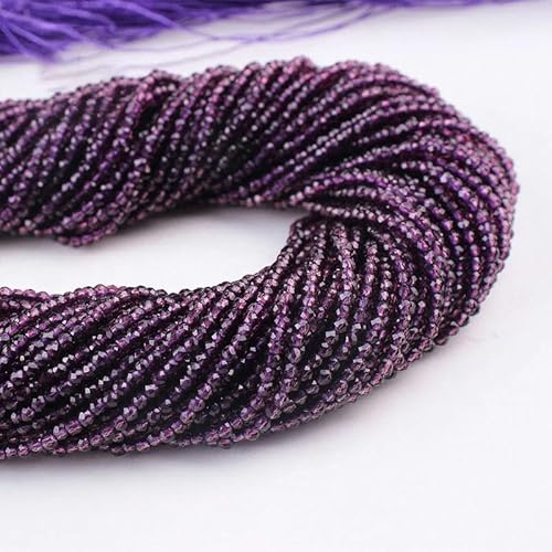 2 mm Glasperlen für Handarbeiten, runde facettierte Kristallperlen zum Selbermachen von Schmuck – 42. Mittelamethyst – 20 Stränge (3800 Stück) von YOLNEY