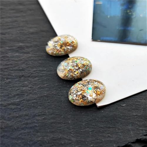 20 Stück/Los Harz Bunte Folie Cabochon 10x14 13x18mm Oval Verzierung Cabs Perle für DIY Schmuckherstellung Zubehör-ou bo bai-oval 10x14,0mm 20St von YOLNEY