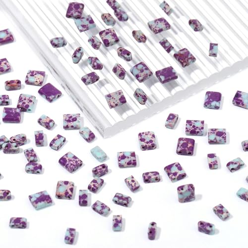 20 Stück 5 x 5 mm Naturstein Amethyst Tigerauge Doppelloch Rocailles Perle lose Abstandsperlen zur Schmuckherstellung DIY Armband Halskette-Sedimentjaspis 1–5 x 5 mm ca. 20 Stück von YOLNEY