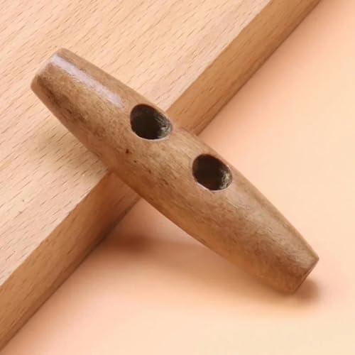 20 Stück Olivenknöpfe Holzknöpfe zum Nähen Basteln Kleidung Mantel Außenpullover Knopf Lange Streifen Druckknöpfe Nähzubehör-N-4CM von YOLNEY