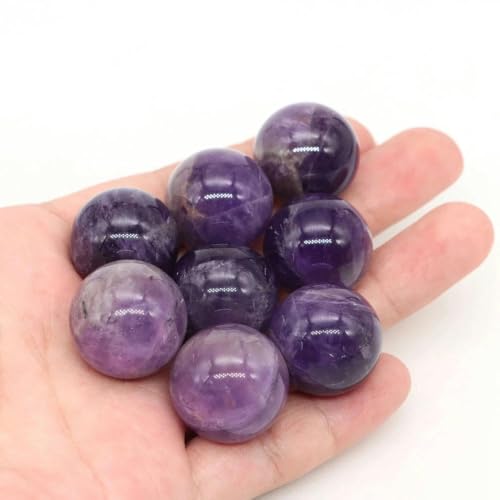 20 mm Naturstein, runde Kugel, Amethystquarz, porenfreie Kristallperle, Edelsteinkugel zur Herstellung von DIY-Schmuck, Halsketten, Armbändern, Amethyst, 10 Stück von YOLNEY