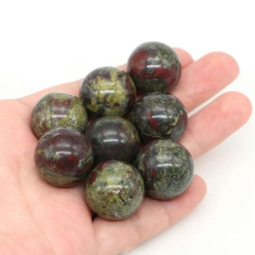 20 mm Naturstein, runde Kugel, Amethystquarz, porenfreie Kristallperle, Edelsteinkugel zur Herstellung von DIY-Schmuck, Halsketten, Armbändern – Drachenblut-Jaspis – 10 Stück von YOLNEY