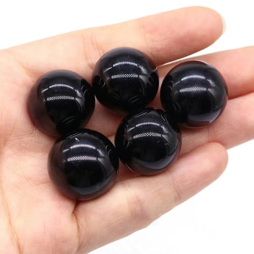 20 mm Natursteine, runde Kugel, Lapislazuli, ohne Loch, runde Perlen, kleine Kugel, DIY-Halskette, Armbandherstellung, Schmuck, Großhandel, Schwarzer Obsidian, 10 Stück von YOLNEY