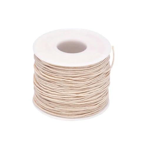 24–70 m - Beige Wachsschnur - 1 mm x 70 m (Länge) 1 mm gewachste Baumwollschnur zum Perlenbinden, für Armbänder, Halsketten, geflochtene Fäden, Schmuckherstellung von YOLNEY