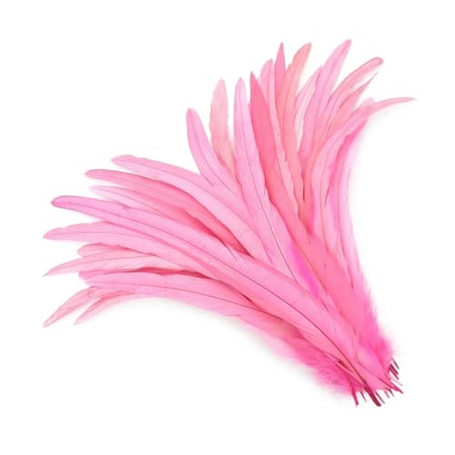 25–30 cm Hahnenschwanzfedern, bunte Fasanenfedern zum Basteln, natürliche Federn auf Kopfschmuck, Karnevalsdekoration, 50 Stück/Los, Rosa von YOLNEY