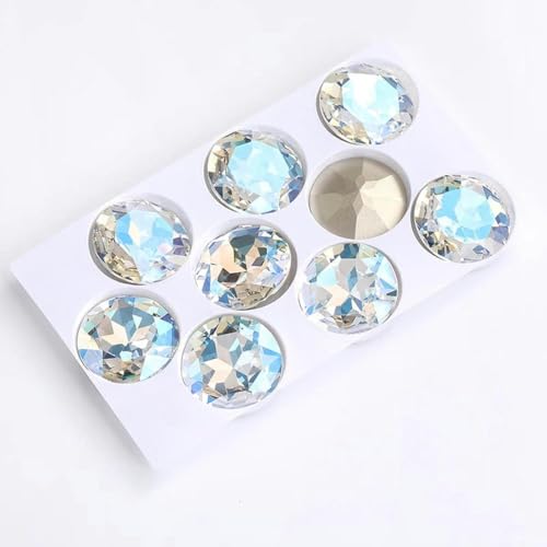 27 mm runder Glas-Strass mit Pointback, Edelstein, Diamantsteine für Schmuck, Kleidung, Kristallstein, große Perlen für Kleider, Heimwerkerarbeiten, Mondlicht, 27 mm, 1 Stück von YOLNEY