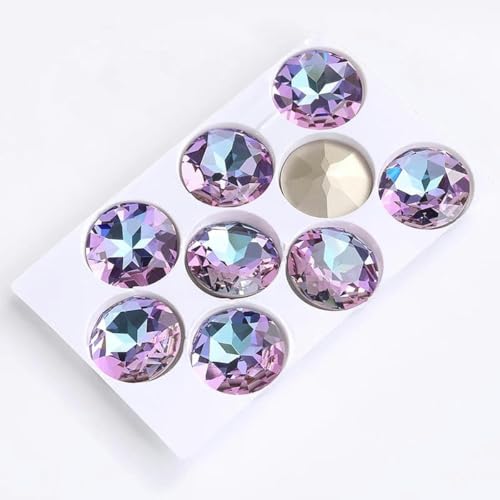 27 mm runder Glas-Strass mit Pointback, Edelstein, Diamantsteine für Schmuck, Kleidung, Kristallstein, große Perlen für Kleider, Heimwerkerarbeiten, Vitrail Light, 27 mm, 1 Stück von YOLNEY