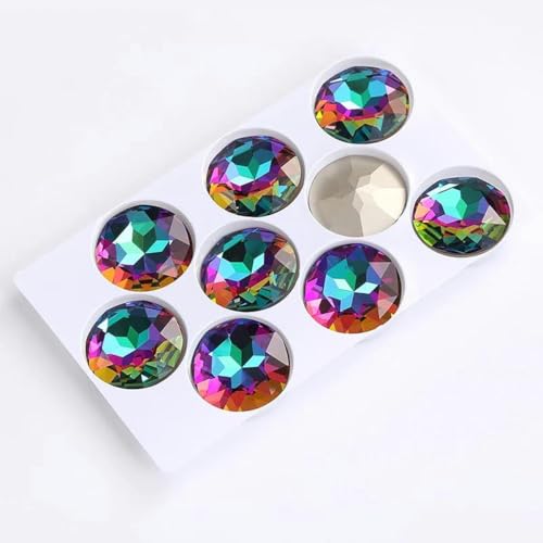 27 mm runder Glas-Strass mit Pointback, Edelstein, Diamantsteine für Schmuck, Kleidung, Kristallstein, große Perlen für Kleider, Heimwerkerarbeiten, Vulkan, 27 mm, 1 Stück von YOLNEY