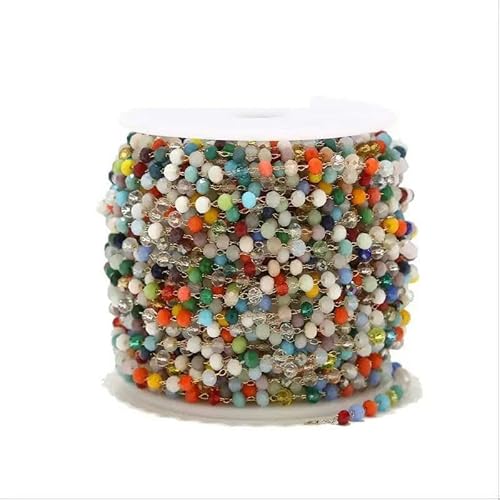 3,0 mm bunte Gliederkette aus Edelstahl, Glaskristallperlen, DIY handgefertigte Armbänder, Halsketten, Kettenzubehör zur Schmuckherstellung-3,0 mm_x-5 m von YOLNEY